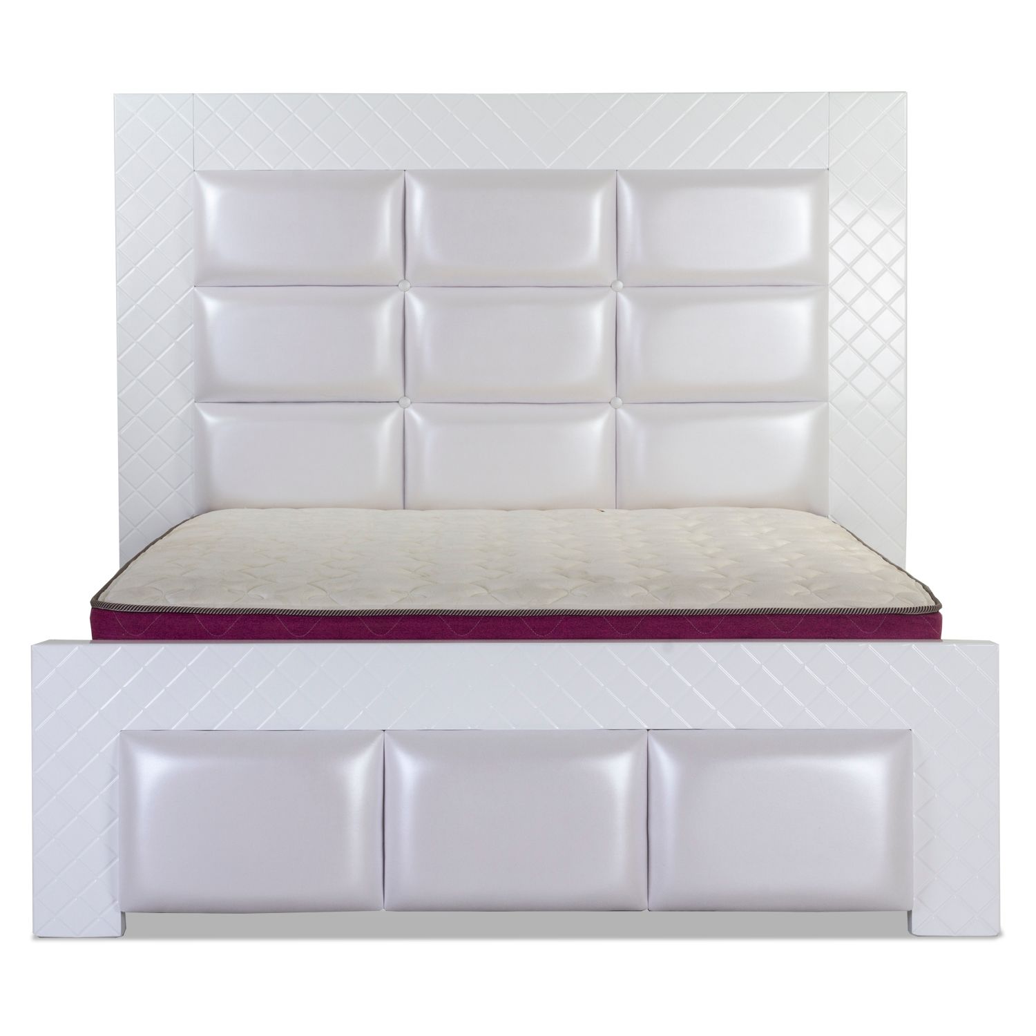 Cama Doble Athos Eurocuero Blanco, Perla