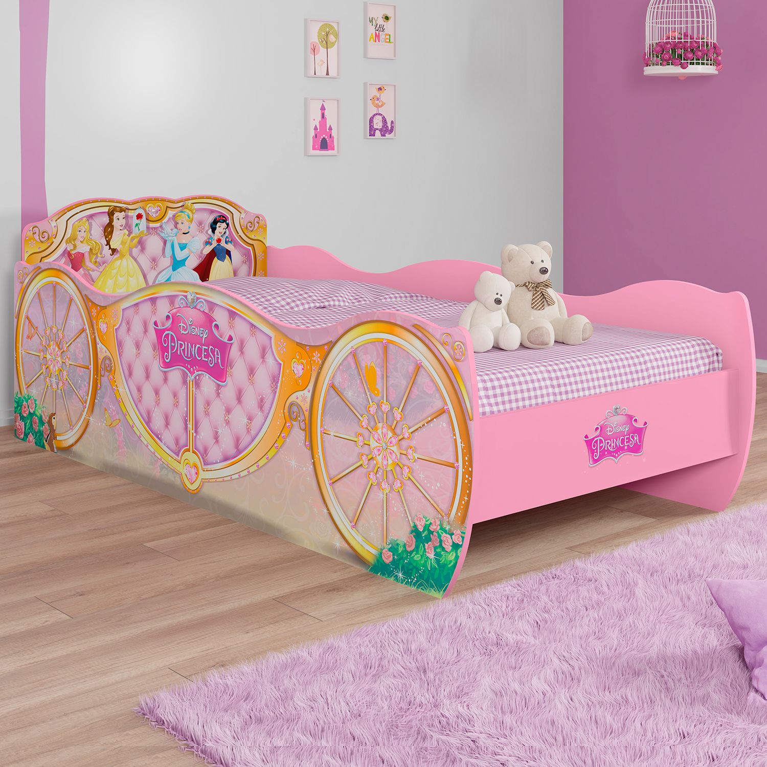 Cama Infantil 1.00 Princesa Rosado