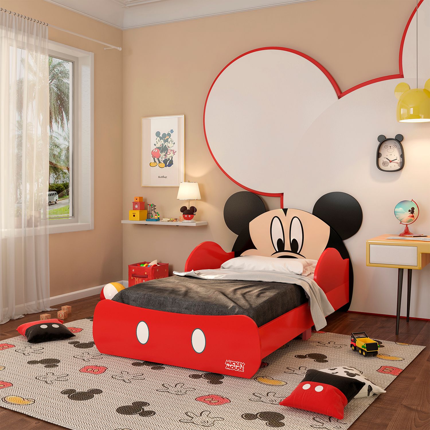Cama Infantil 1.00 Disney Mickey Rojo, Negro